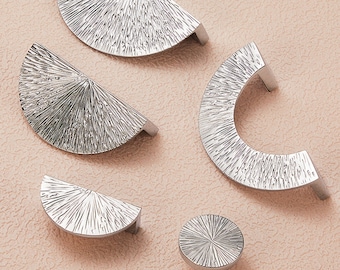 Brass hammer pattern semi-circular silver handle, light luxury drawer door, wardrobe handle, chrome plated antique style handle E268