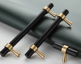 Brass Copper light luxury fashion personality black gold cabinet drawer wardrobe door furniture handle brass  D2