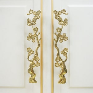 Brass Plum Blossom Branch Cabinet Door Handle Kitchen Door Golden Simple Drawer Handle E146