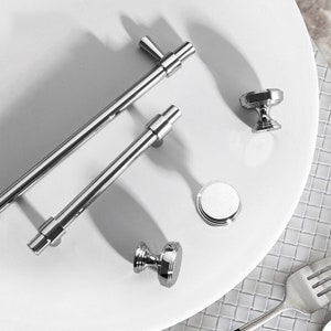 Brass Cabinet Knob: Chrome Plated Silver Handle