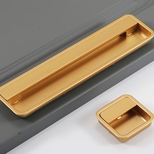 Sliding doors drawers concealed handles, slotted embedded black cabinets, wardrobes, cabinet doors, gold invisible concealed handles E229-1