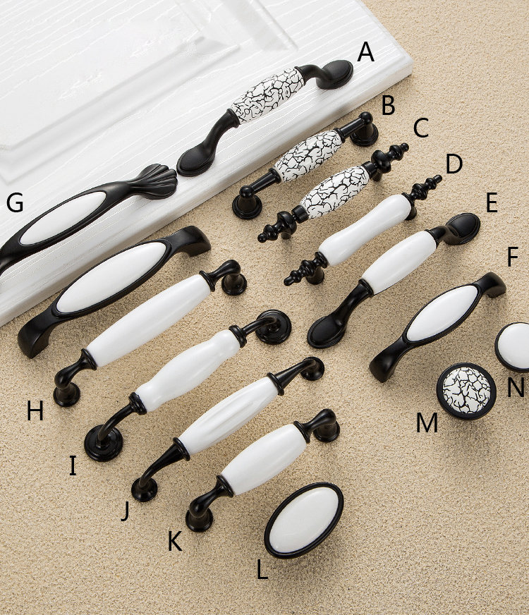 Cabinet Black and White Ceramic Handle Cabinet Door Handle American Nordic Wardrobe Drawer Cabinet Kitchen Door Handle pull handle R91