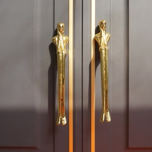 Creative brass handle modern minimalist wardrobe door cabinet drawer Nordic thinker brass cabinet long handle E109 image 8