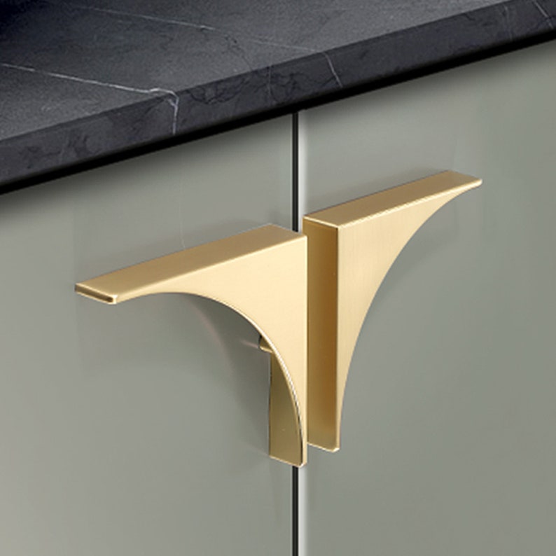 Golden Light Luxury Handle Minimalist Wardrobe Door Handle Etsy