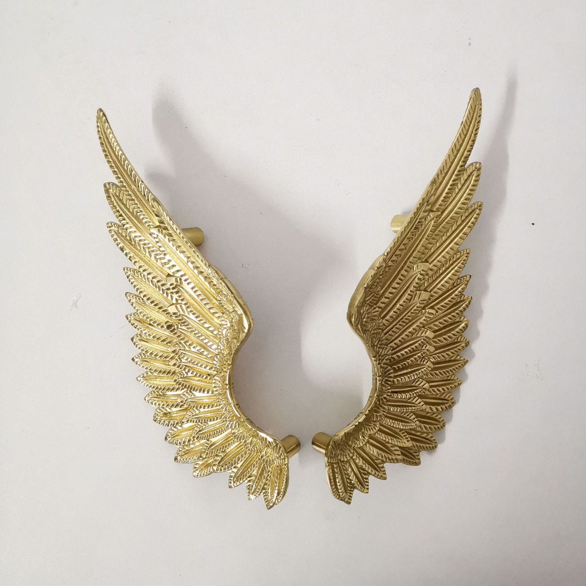 Brass Wing Drawer Pulls: Double Hole Cabinet Handles
