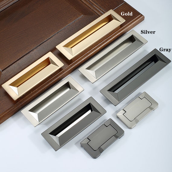 Drawer Handle Embedded Inset Concealed Handle Invisible Closet Sliding Door  Handle Door Handle Simple Buckle B47 
