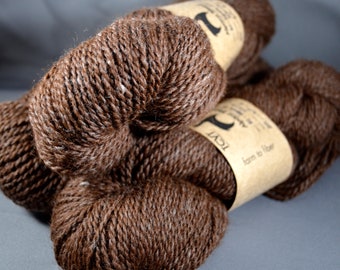 Natural Alpaca Wool Yarn Blend - Medium Brown - Undyed - 2 Ply Worsted - 200 yards - Farm to Fiber - Fleece from Naria