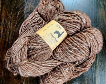 Natural Alpaca/ Fine Merino Super Soft Lopi Yarn - Undyed - 150 yards - Gorgeous Heathered Brown - Farm to Fiber - Fleece from Amber