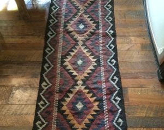 Vintage Kilim Turkish Wool Runner Rug Carpet Boho Gypsy Hippie Decor