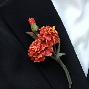 Marigold brooch ~ Handmade flowers brooch ~ Designer accessory for women