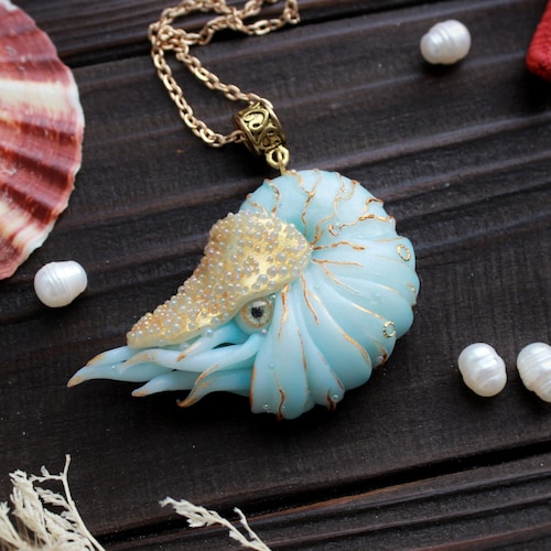 Nautilus Pendant Beach Jewelry Designer Jewelry Nautilus Etsy