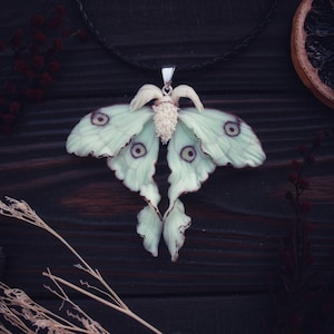 Luna moth pendant ~ Nightglow Luna moth ~ designer jewelry ~ Fairy tales pendant ~ Green Luna moth