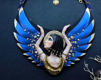 Cleopatra necklace ~ Egyptaine jewelry ~ Art deco necklace ~ Exclusive handmade necklace