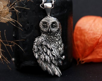 Silver owl pendant ~ Symbol of Athena ~ Designer handmade pendant