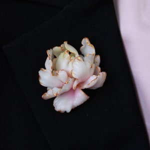 Peony brooch ~ Pink peony pin brooch ~ flower brooch ~ polymer clay peony jewelry