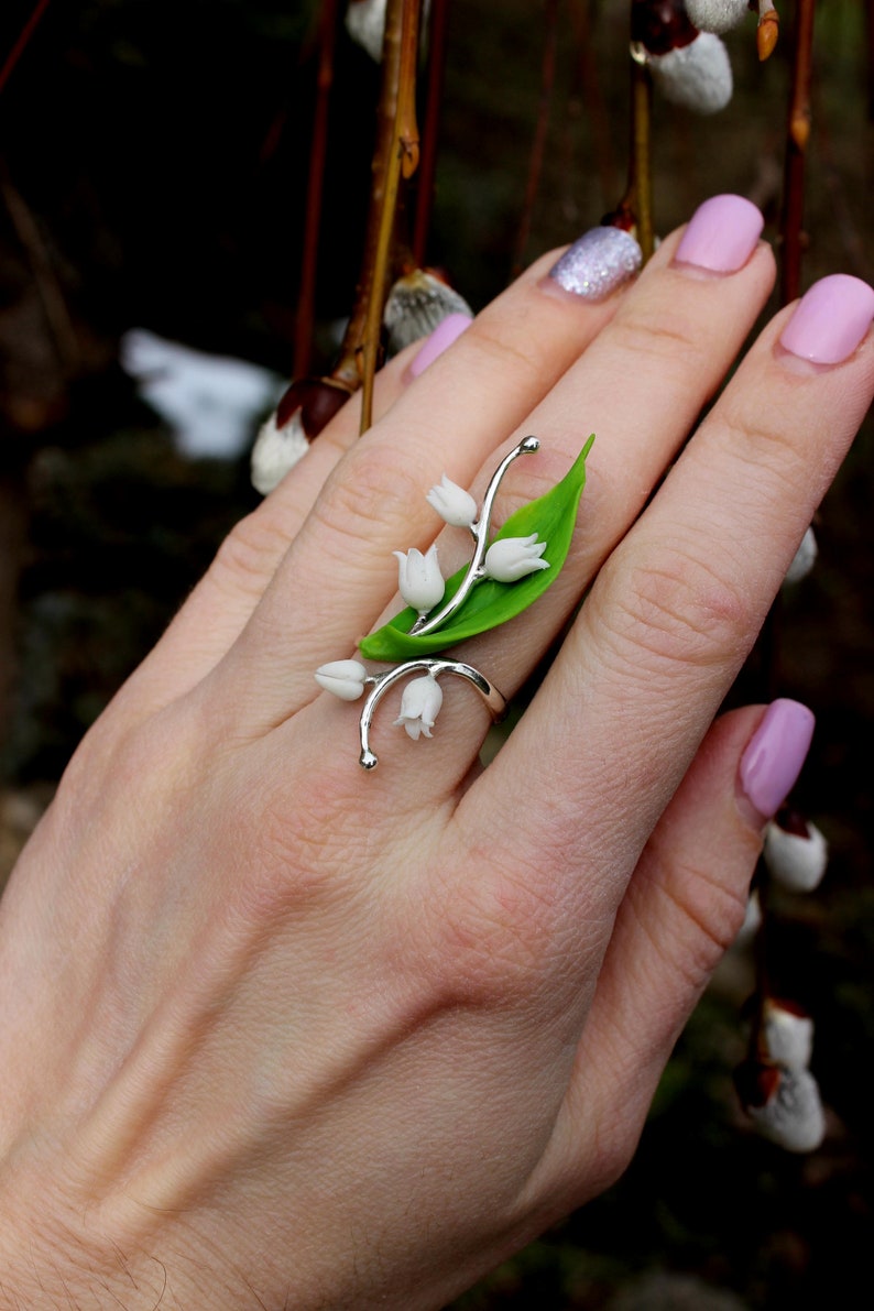 Lily of the valley 925 Sterling Ring Floral Jewelry Silver Etsy