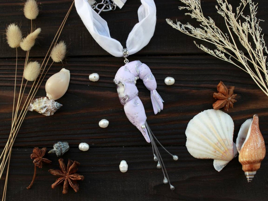 Shrimp Pendant Handmade Prawn Jewelry Art Jewelry From Etsy