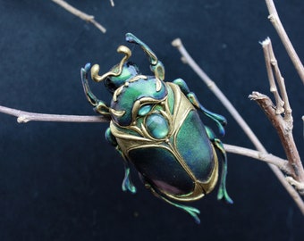 Scarabey brooch ~ Scarab beetle brooch ~ Art nouveau beetle brooch ~ Rococo style jewelry