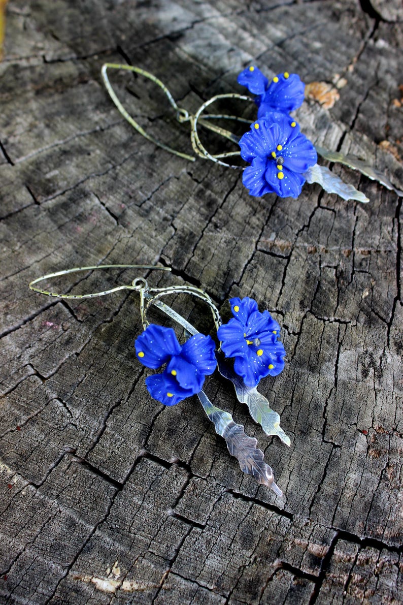 Floral jewelry from polymer clay and 925 silver metal  image 5