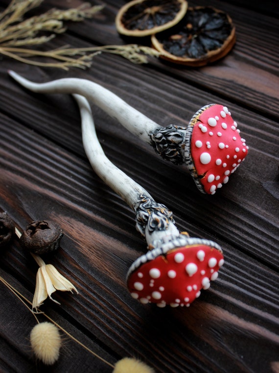 Mushroom Hair Stick Fairy Hair Stick Polymer Clay Mushroom - Etsy