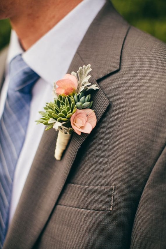Succulent Boutonniere Wedding Accessories Plant Flowers Etsy Singapore