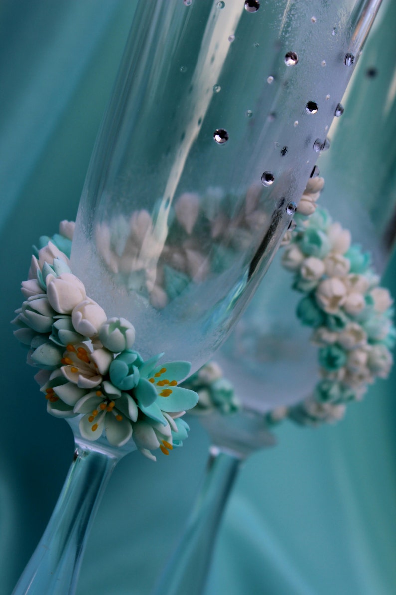 Download Mint color Style Wedding Glasses Handmade Champagne ...