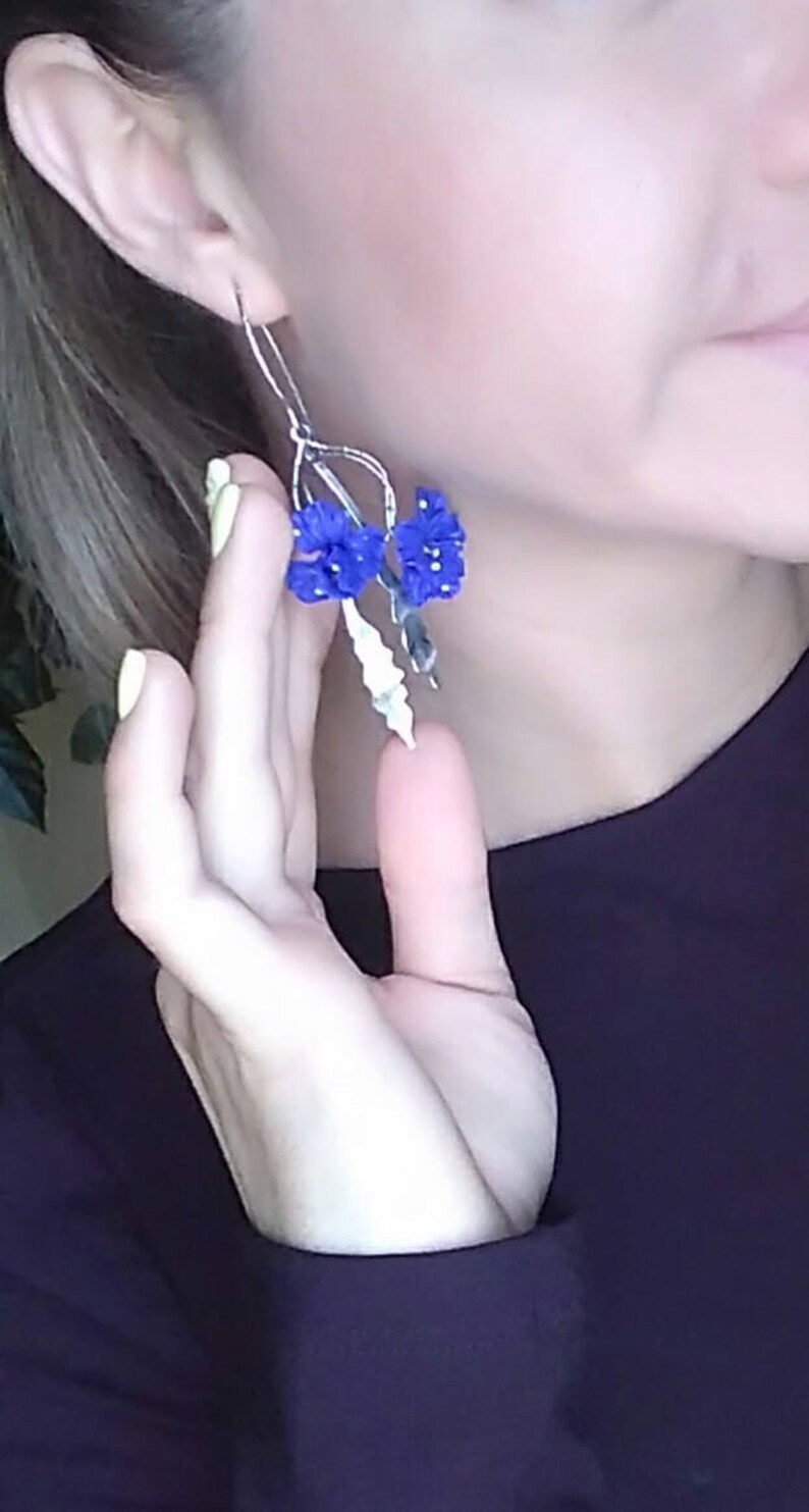 Floral jewelry from polymer clay and 925 silver metal  image 8