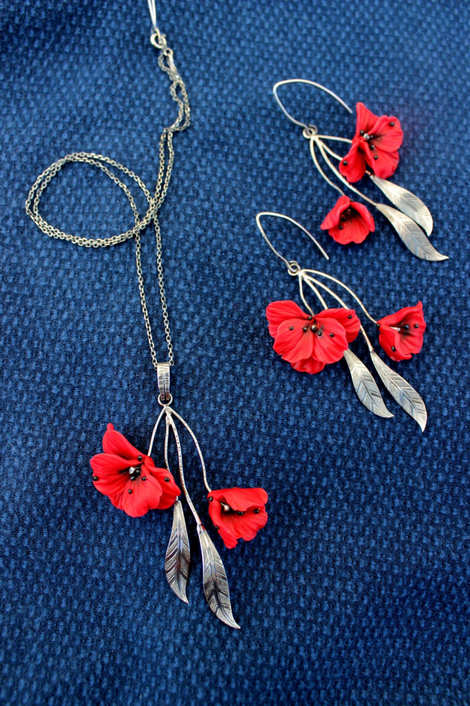 Silver necklace pendant. Polymer clay Succulent garden Etsy