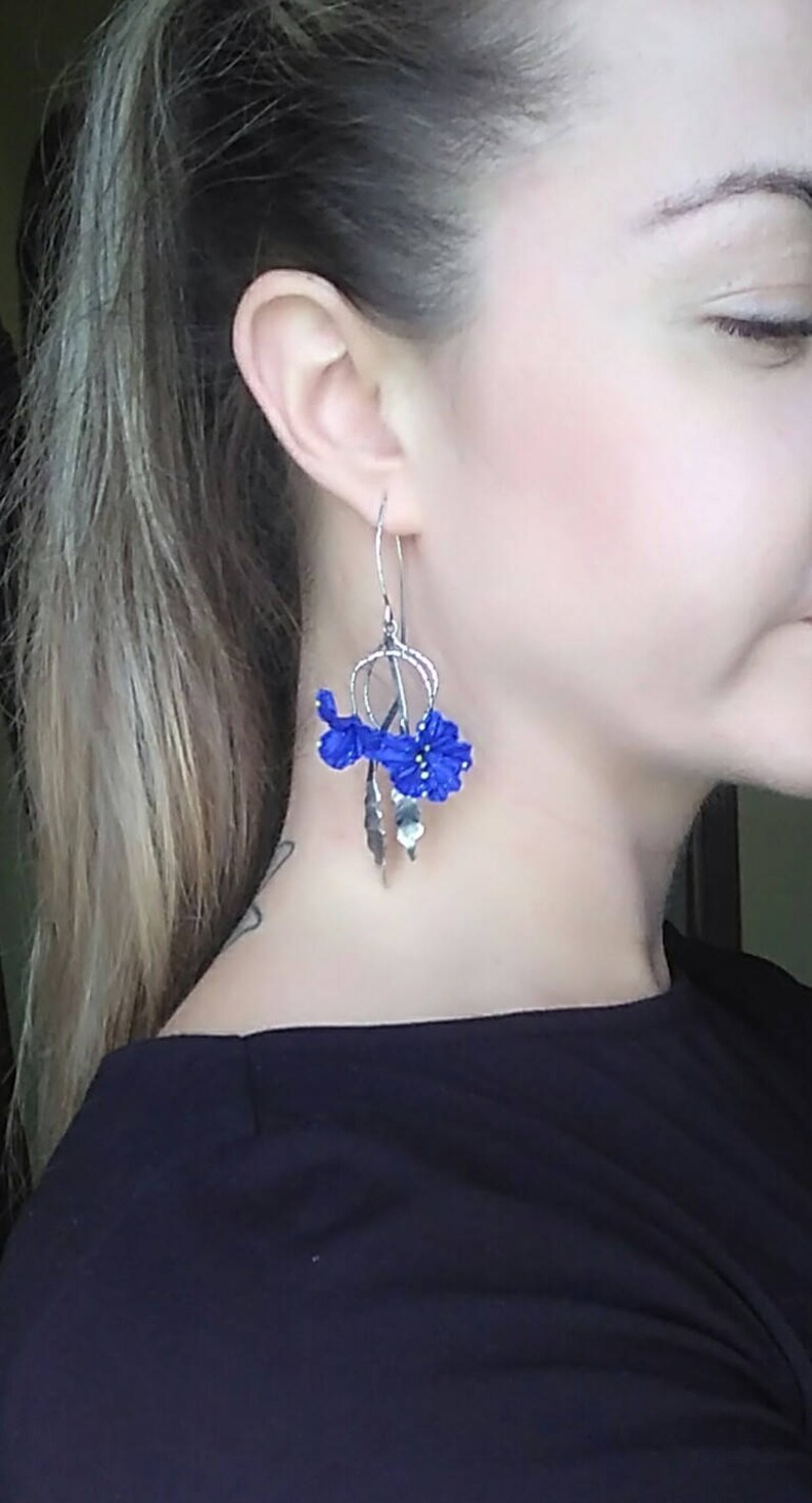 Floral jewelry from polymer clay and 925 silver metal  image 7