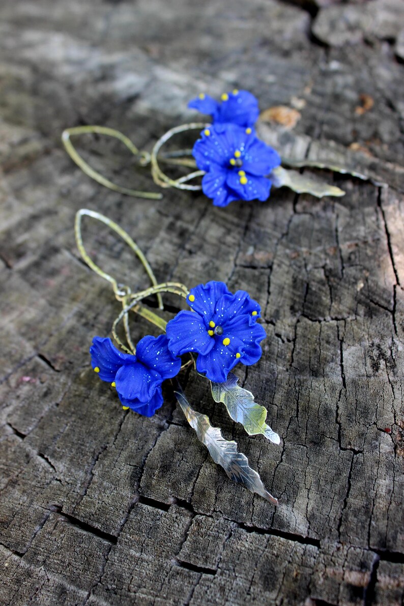 Floral jewelry from polymer clay and 925 silver metal  image 6