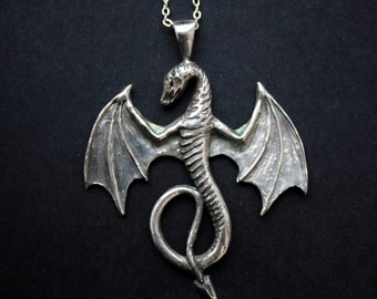 Silver dragon pendant ~ sterling dragon pendant