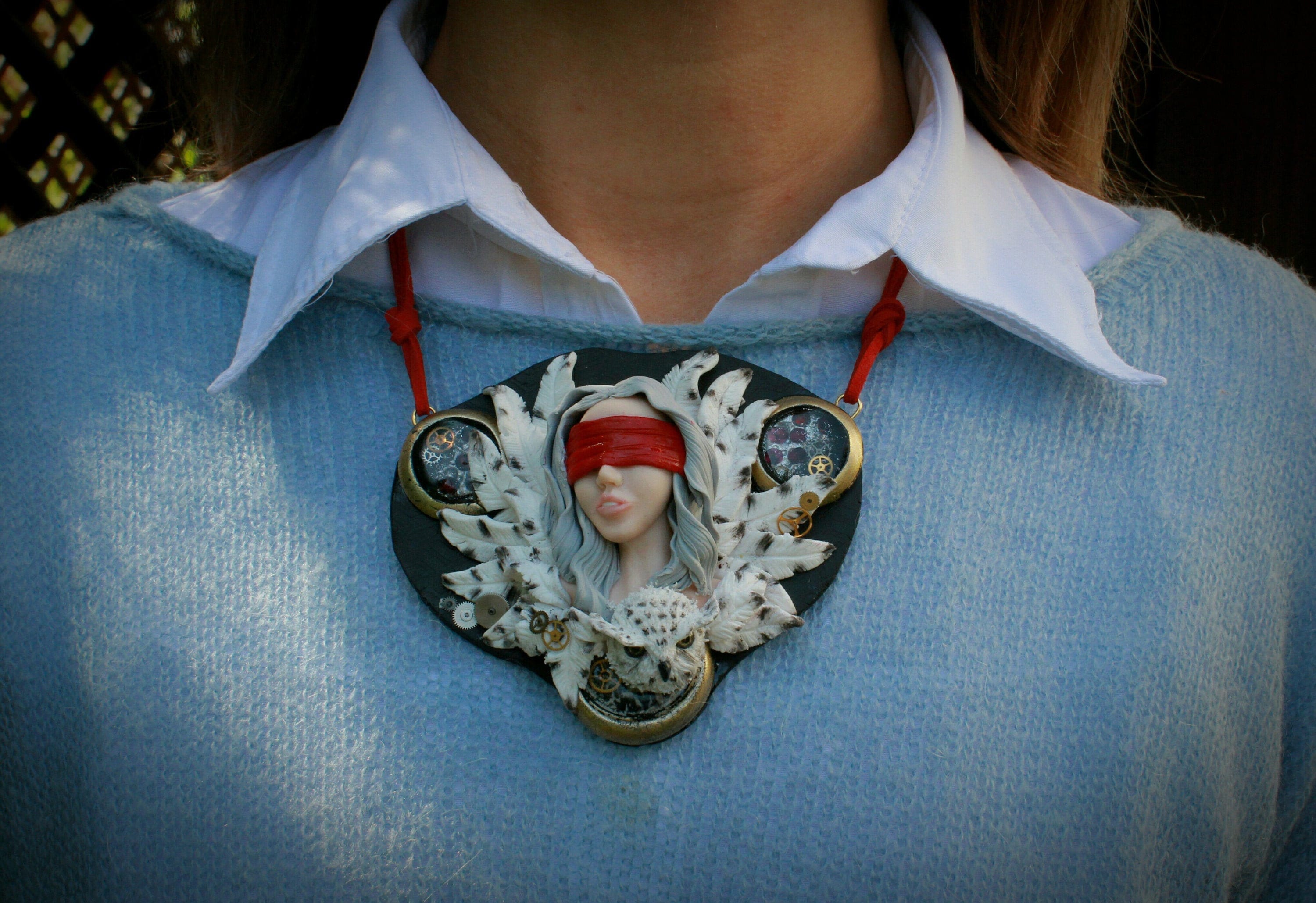 Themis Owl Necklace: Talisman Art Jewelry Design