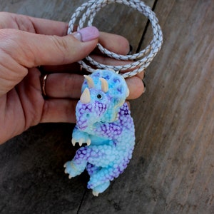 Marginocephalia pendant, dinosaur handmade necklace, polymer clay necklace, stylish summer necklace, fimo animal image 2