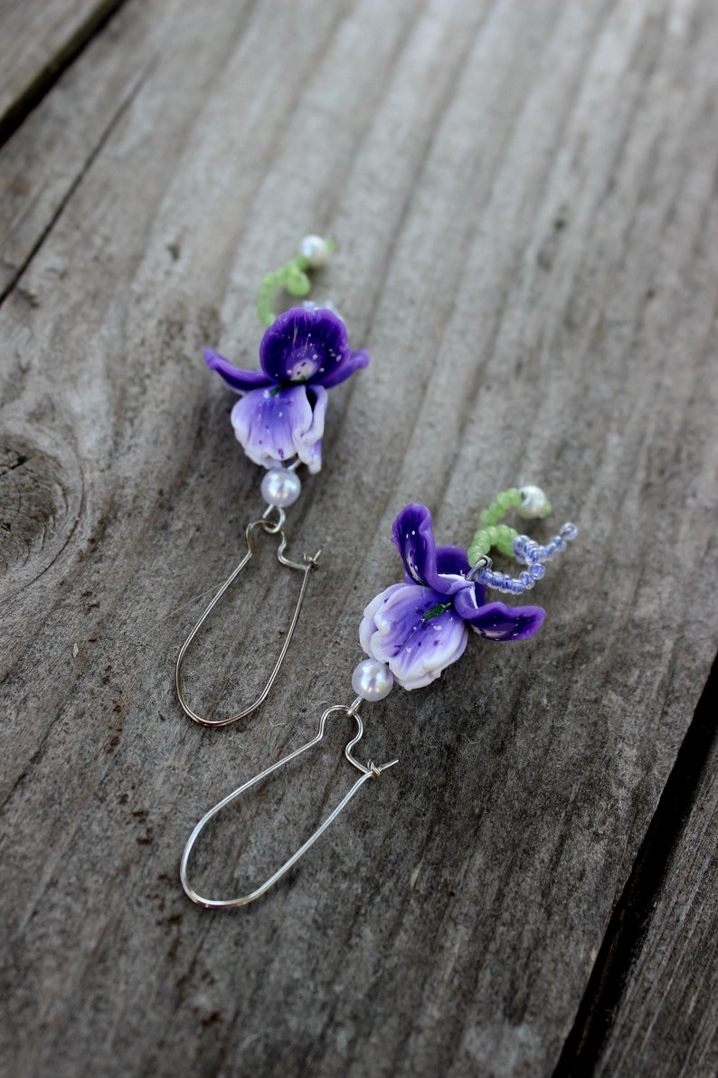 Iris Flowers Earrings Violet Earrings is Made of Polymer Etsy