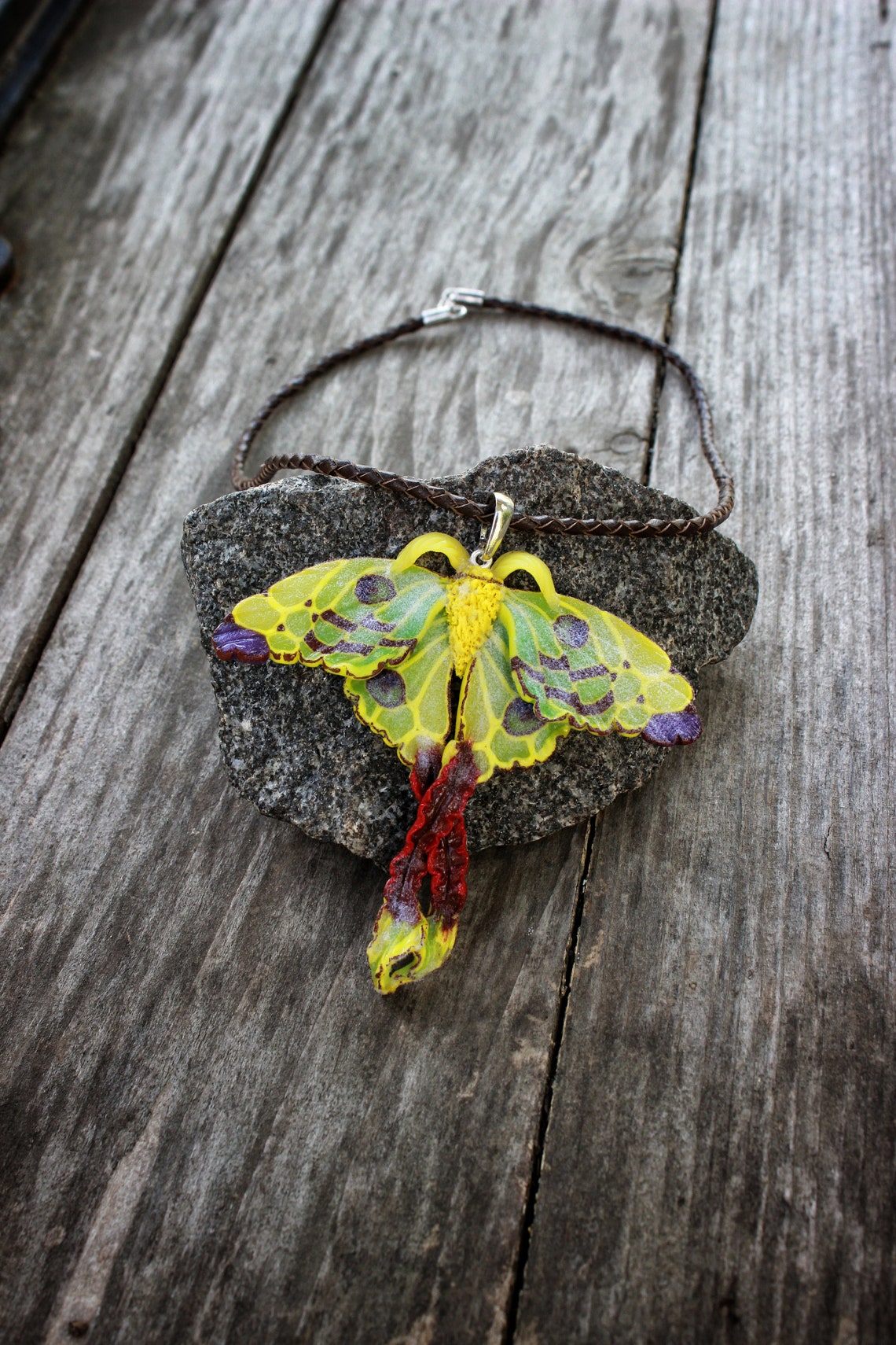 Luna Moth Pendant Polymer Clay Pendant Jewelry Necklace Etsy