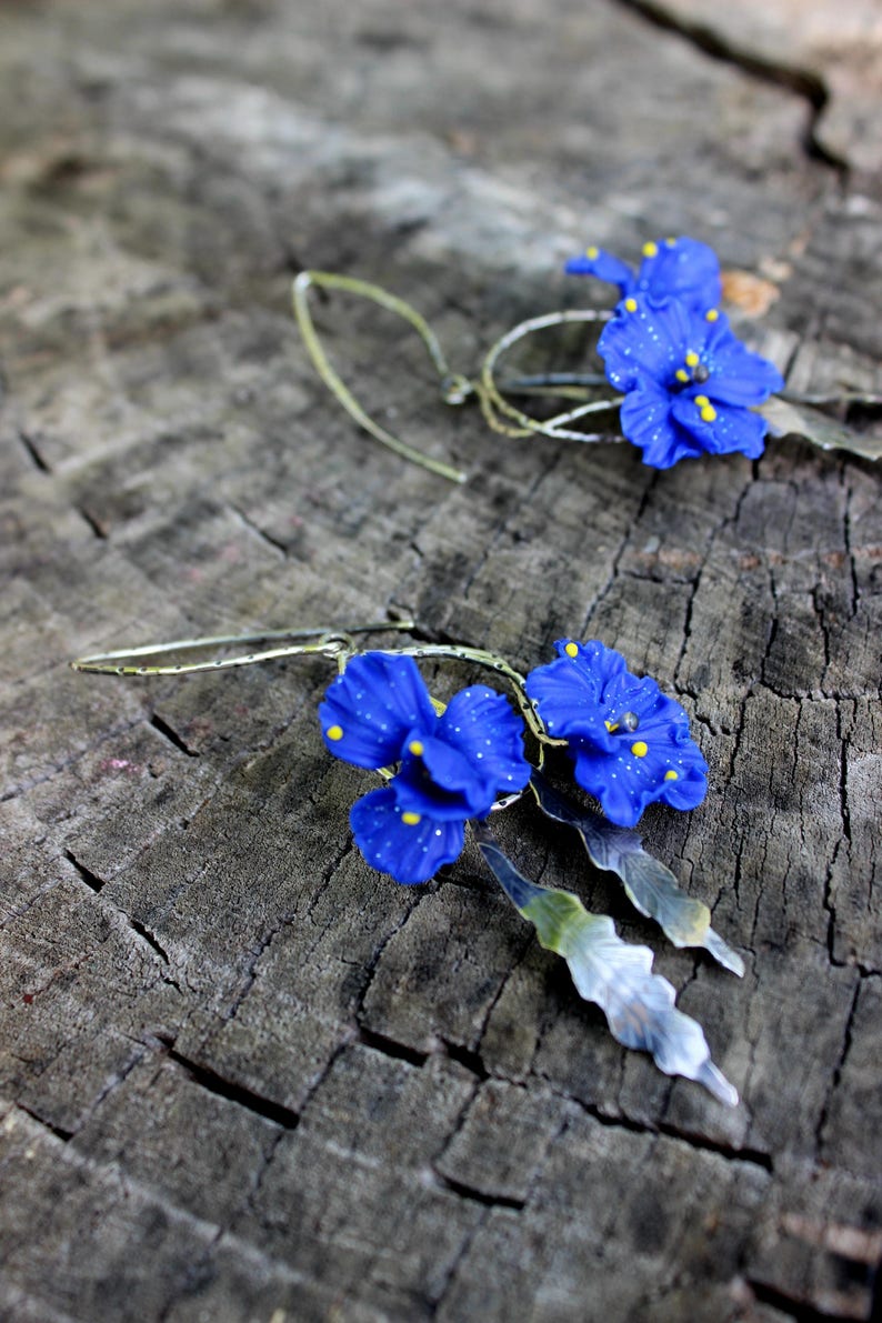 Floral jewelry from polymer clay and 925 silver metal  image 4