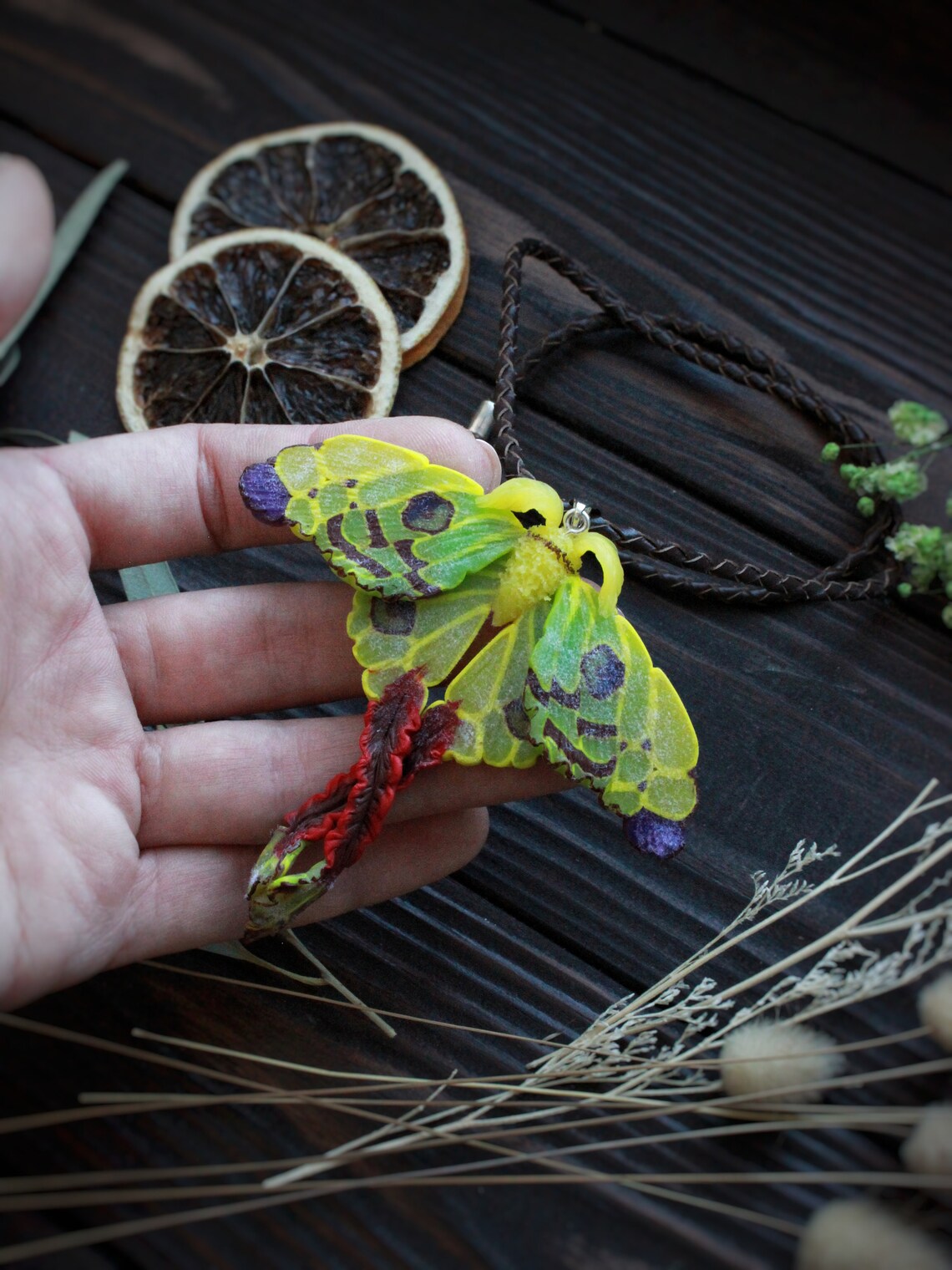 Luna Moth Pendant Polymer Clay Pendant Jewelry Necklace Etsy