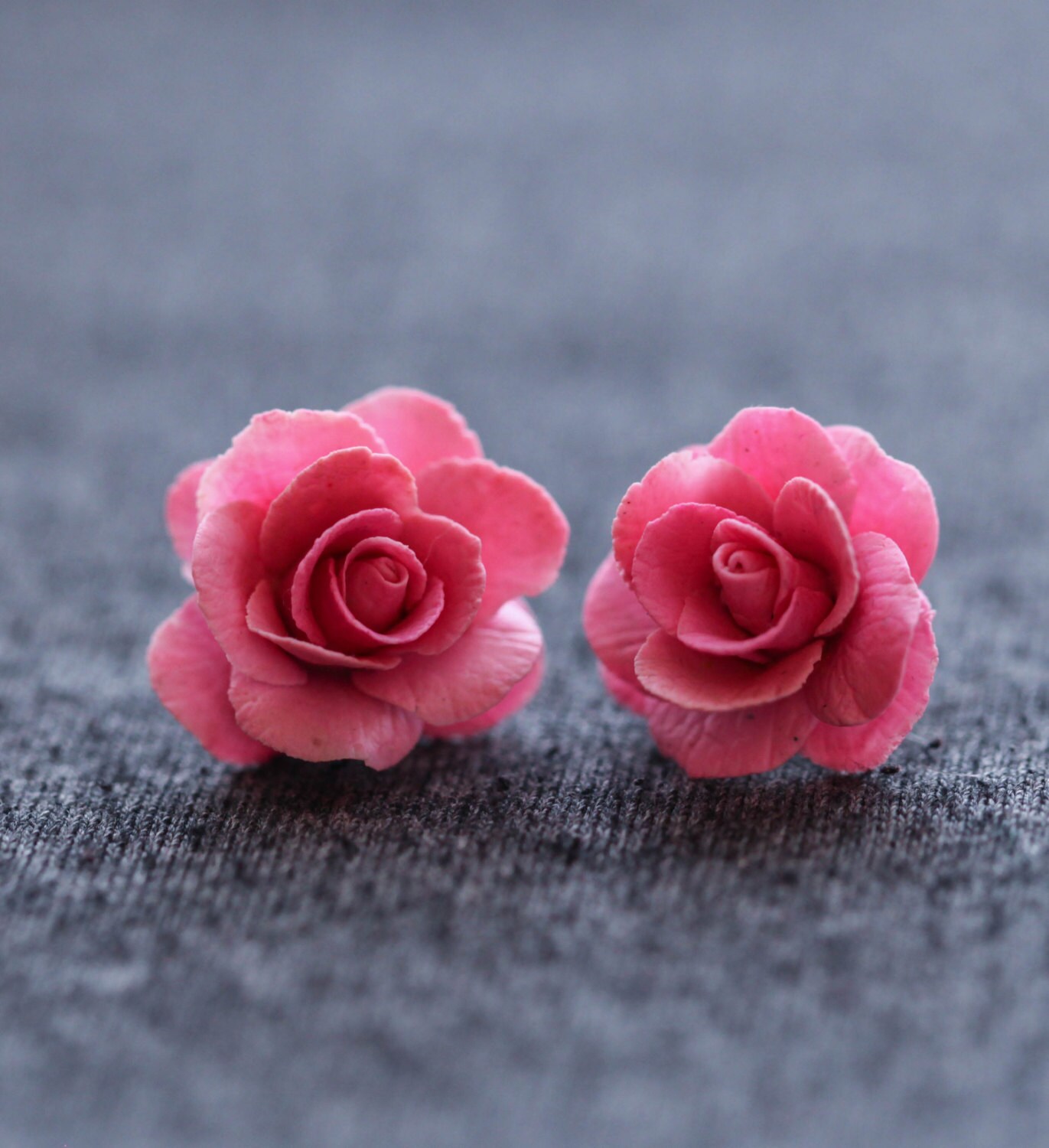 BUY 2 PAIRS GET 3. Cold Porcelain roses Earrings Clay