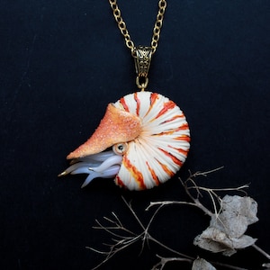 Nautilus belauensis necklace ~ art Nautilus pendant ~ ocean pendant jewelry ~ designer jewelry ~ sea amulet pendant