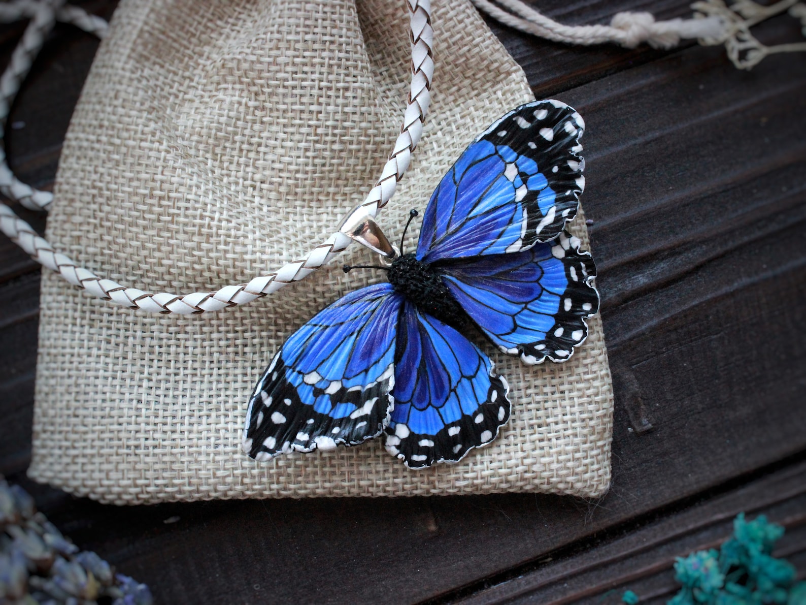 Polymer Clay Butterfly Pendant Handmade Jewelry of Blue Etsy