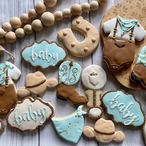 Western themed baby shower cookies
