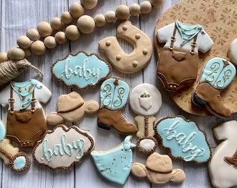 Western themed baby shower cookies