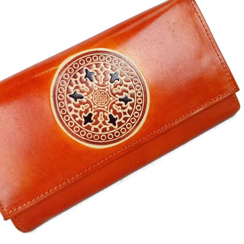 Womens Wallets Spacious Real Leather Boho Mandala Bi Fold Etsy