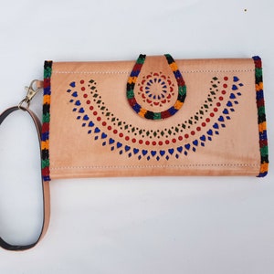 womens wallets ,large Leather hand tooled Boho bohemian spacious credit card wallet, Christmas gift  brown wristlet for women