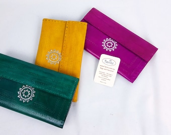 Handmade Boho Leather iPhone Wallet: Embroidered Colorful Clutch