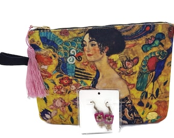 Gustav Klimt Art Clutch with Handmade Earrings Set Christmas gift for women