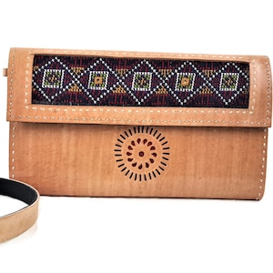Womens wallets , brown leather wristlet , credit card purse, Tooled embroidered Boho iPhone wallet, mothers day gift for her