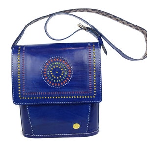 Tarini Designer Echtledertasche Blau Umhängetasche Boho taschen Messenger bag / diagonaler