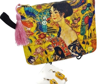 Gustav Klimt Damen Armband & Ohrringe, Clutch mit Anhänger, Brautjungfer Geschenk, Brautjungfer Ohrringe, handgefertigte Glas Ohrringe