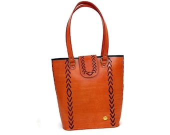 Handcrafted Leather Tote Bag: Brown Sheepskin Shoulder Bag